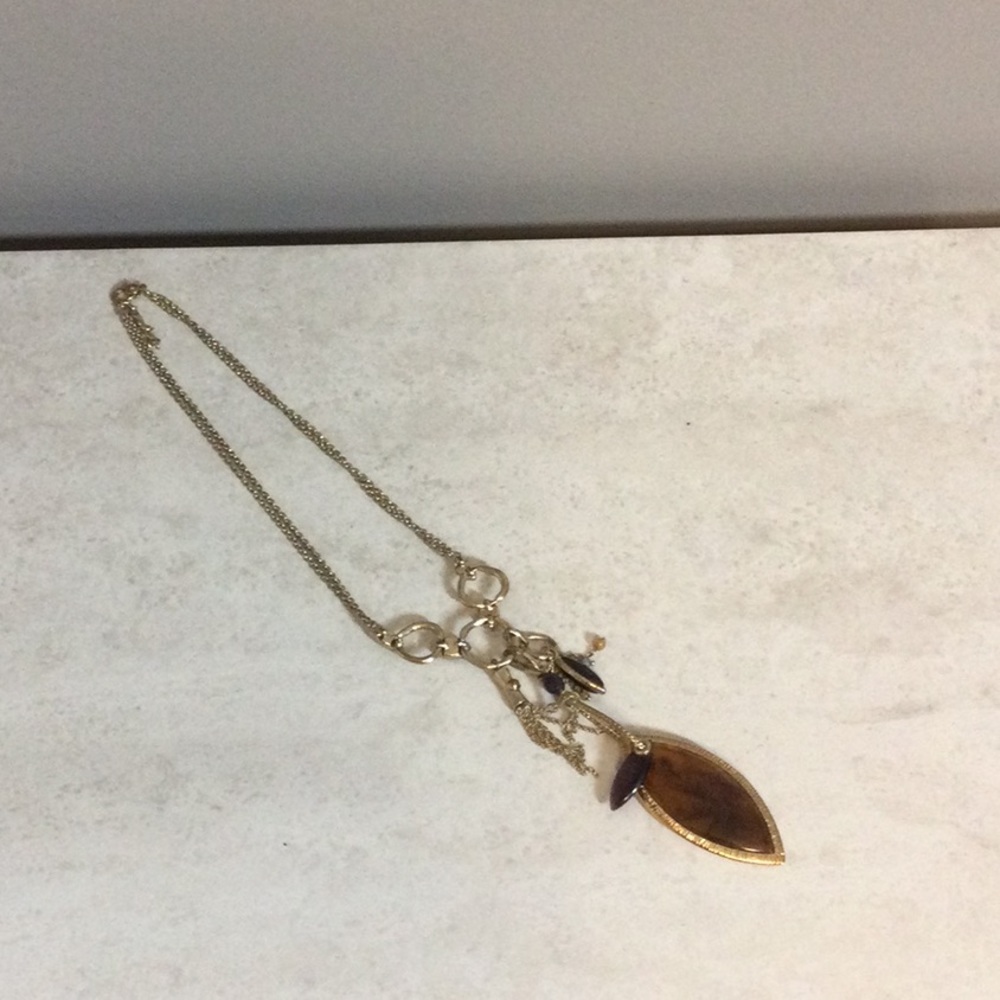 12” Amber tiger eye drop necklace
